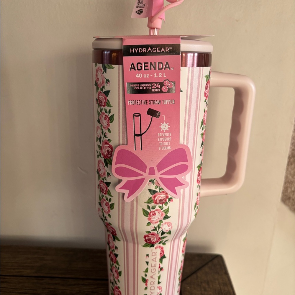 HydraGear Floral Tumbler with Straw Topper